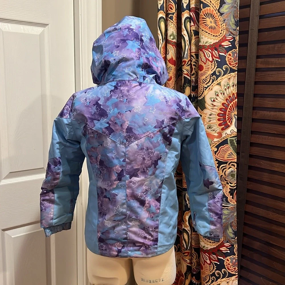 Spyder Kids Light Blue and Purple Star Print Ski Jacket & Bib Snow Pants